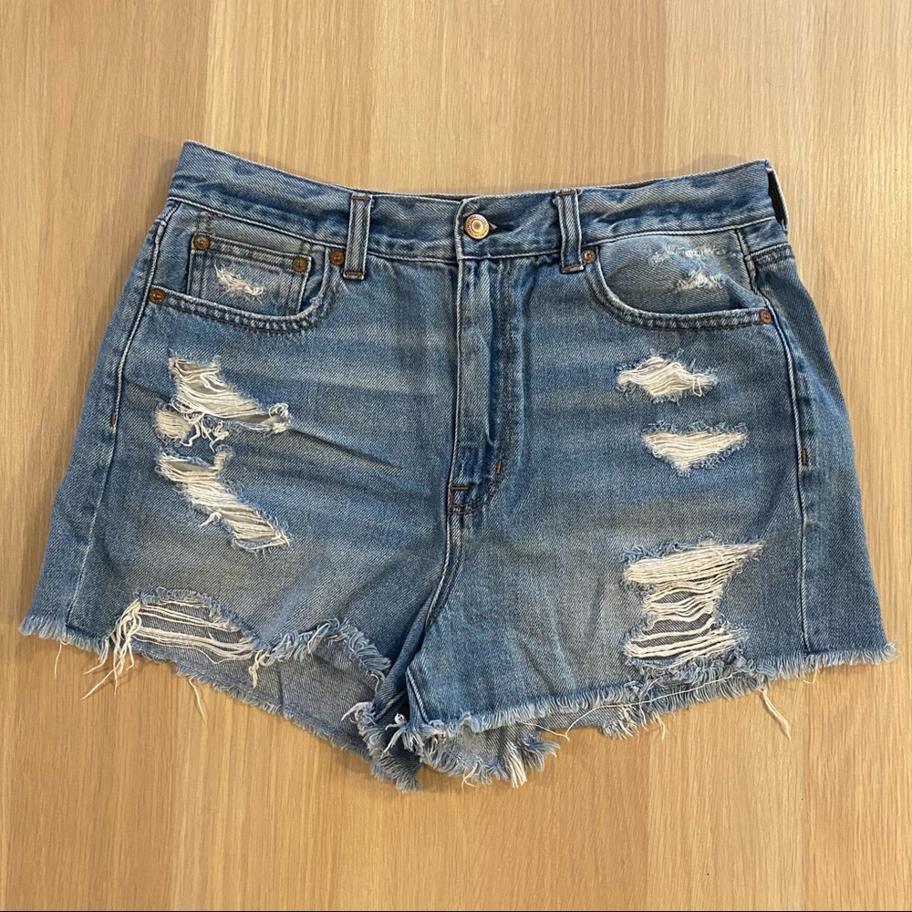 AE High Waisted Denim Mom Shorts